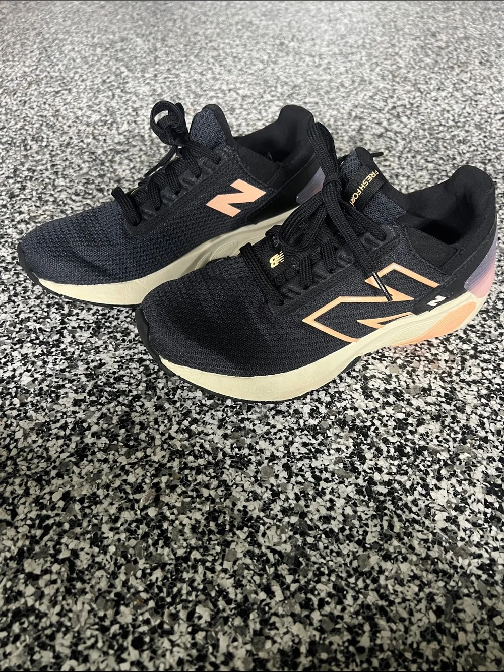 New Balance Women's Black with Peach Accent Athletic Shoes